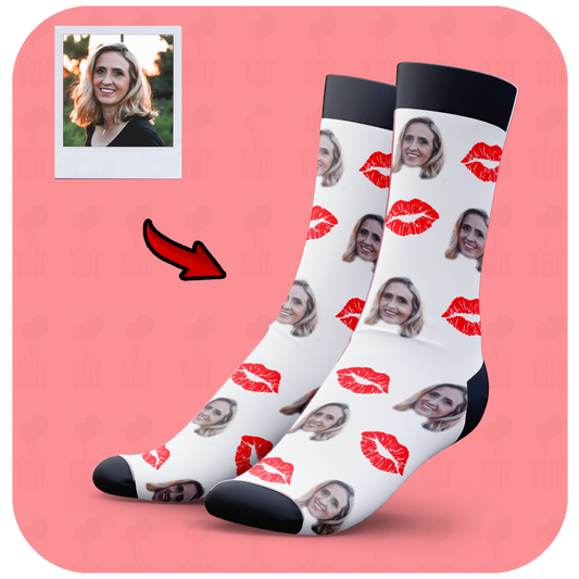 Śmieszne Skarpetki z Twoim Zdjęciem Całus