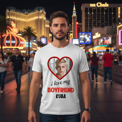 Koszulka I Love My Boyfriend z Imieniem i Zdjęciem
