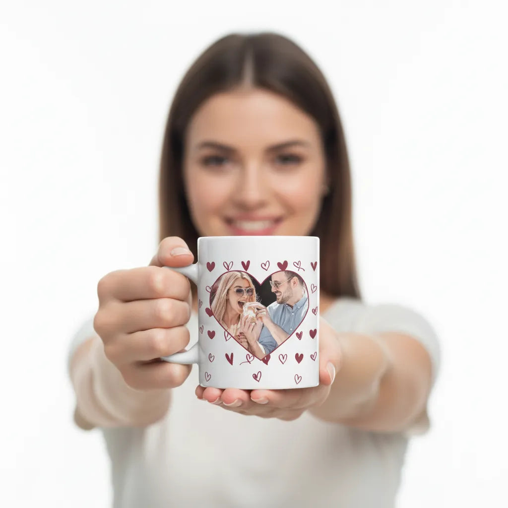 Kubek ze Zdjęciem w Sercu Personalizowany Prezent