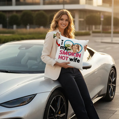 Poduszka z nadrukiem I Love My Smokin Hot Wife