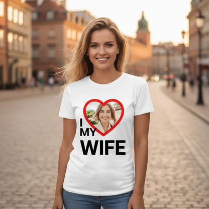 Koszulka I Love My Wife ze Spersonalizowanym Zdjęciem