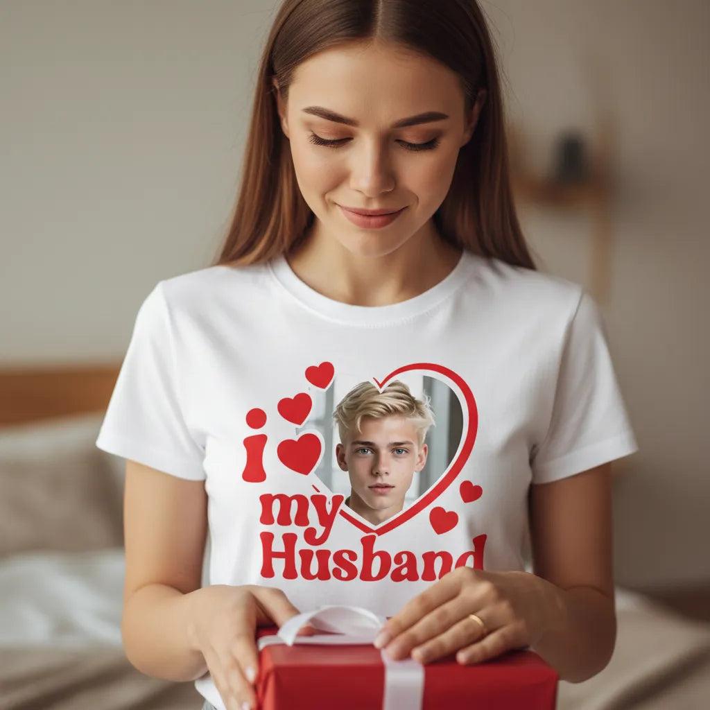 Koszulka I Love My Husband z Twoim Zdjęciem