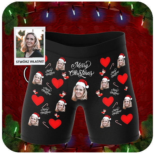 Bokserki z Twarzą Merry Christmas