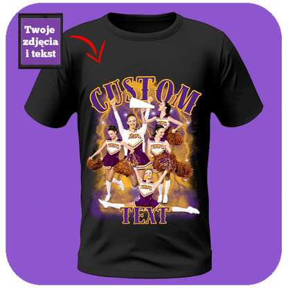 Koszulka Vintage Bootleg ze Zdjęciami i Tekstem - Cheerleading Edition