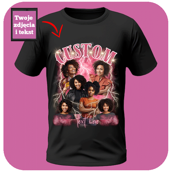 Custom Vintage Bootleg Koszulka z Twoimi Zdjęciami i Tekstem