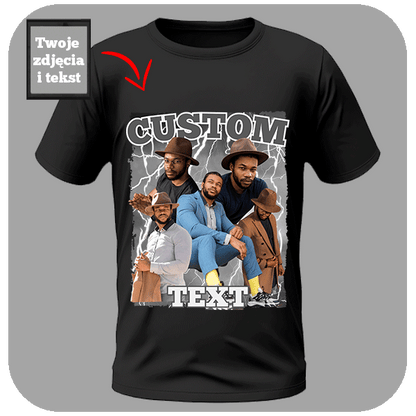 Koszulka Personalizowana Vintage Bootleg z Twoimi Zdjęciami i Tekstem
