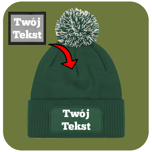 Czapka Zimowa z pomponem z Własnym Nadrukiem - Twój Napis