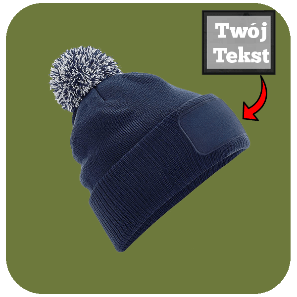 Czapka Zimowa z pomponem z Własnym Nadrukiem - Twój Napis