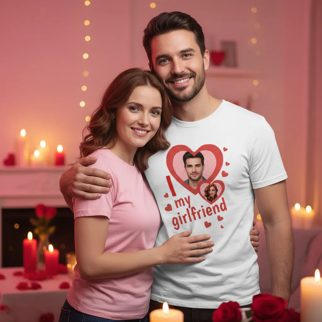 Koszulka I Love My Girlfriend ze zdjęciami pary