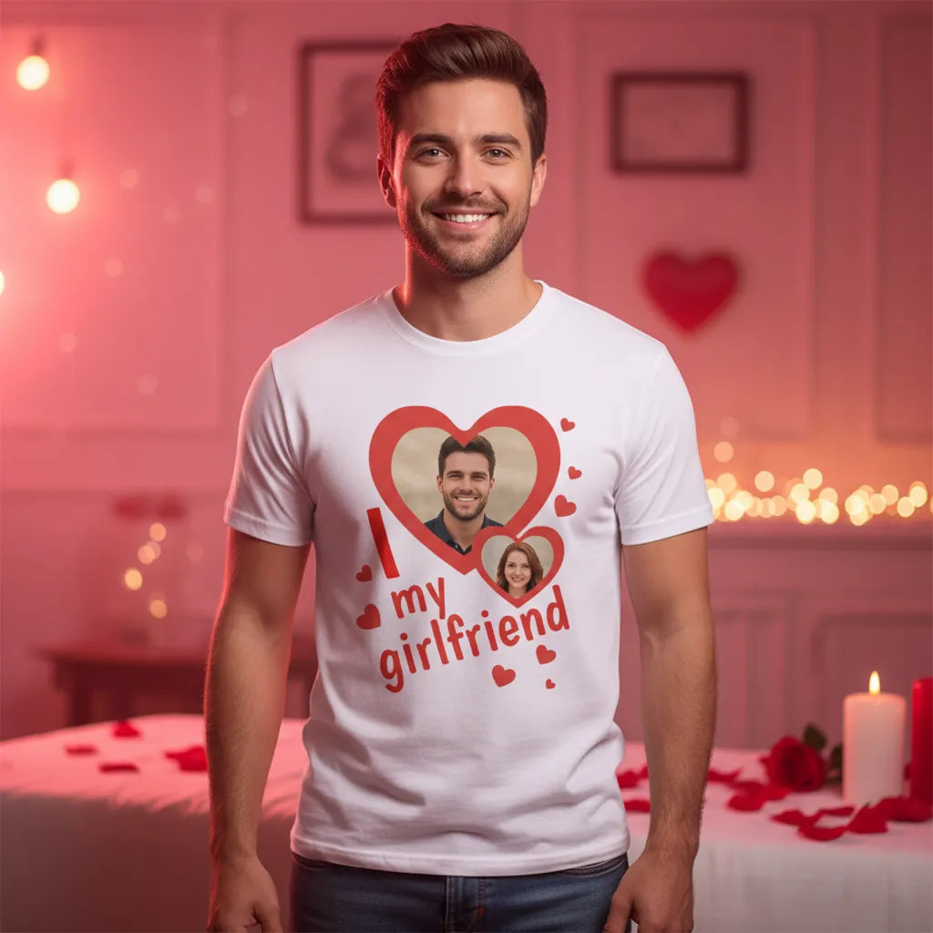 Koszulka I Love My Girlfriend ze zdjęciami pary