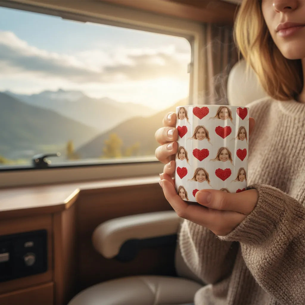 Kubek ze Zdjęciem Serca Romantyczny Personalizowany