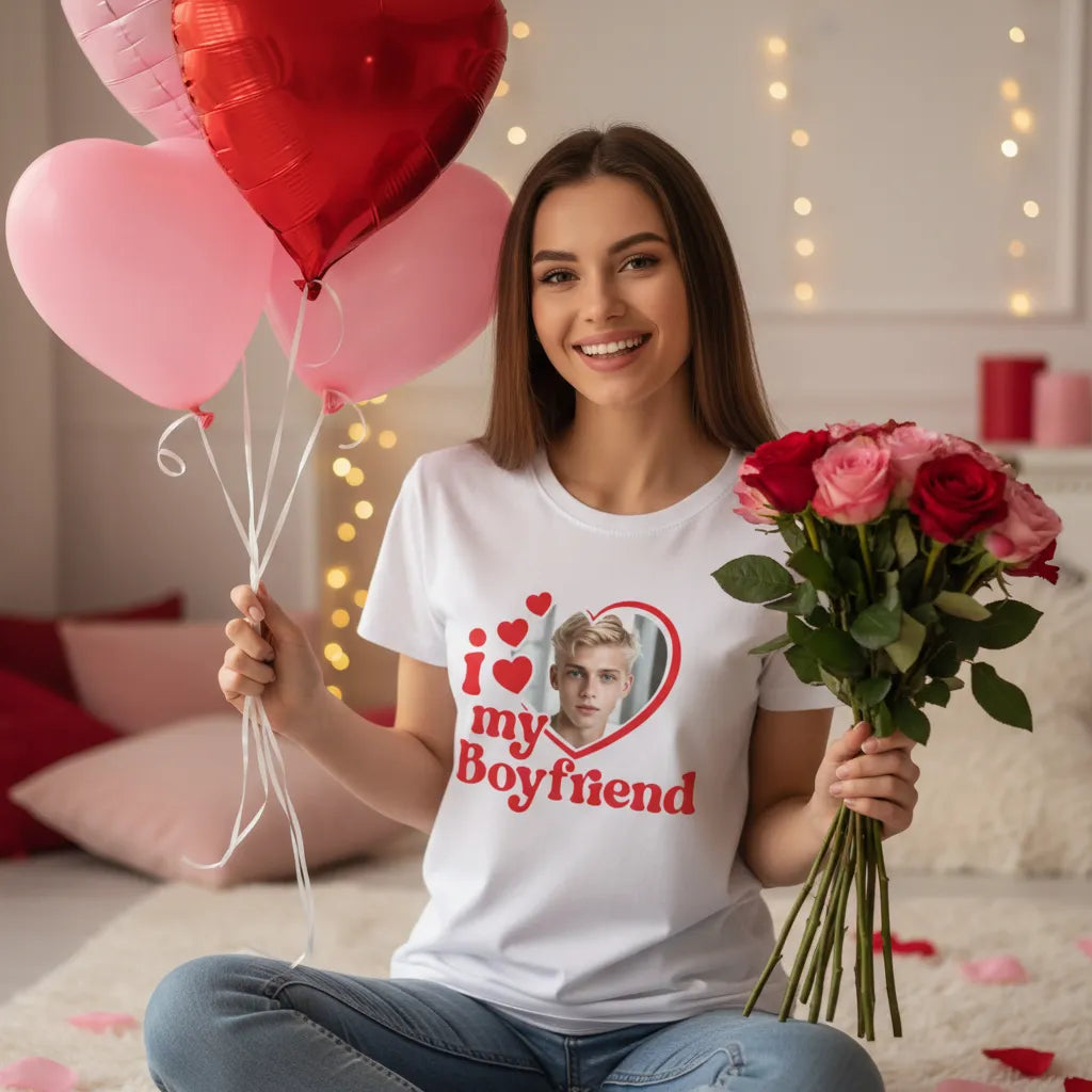 Koszulka I Love My Boyfriend z Nadrukiem