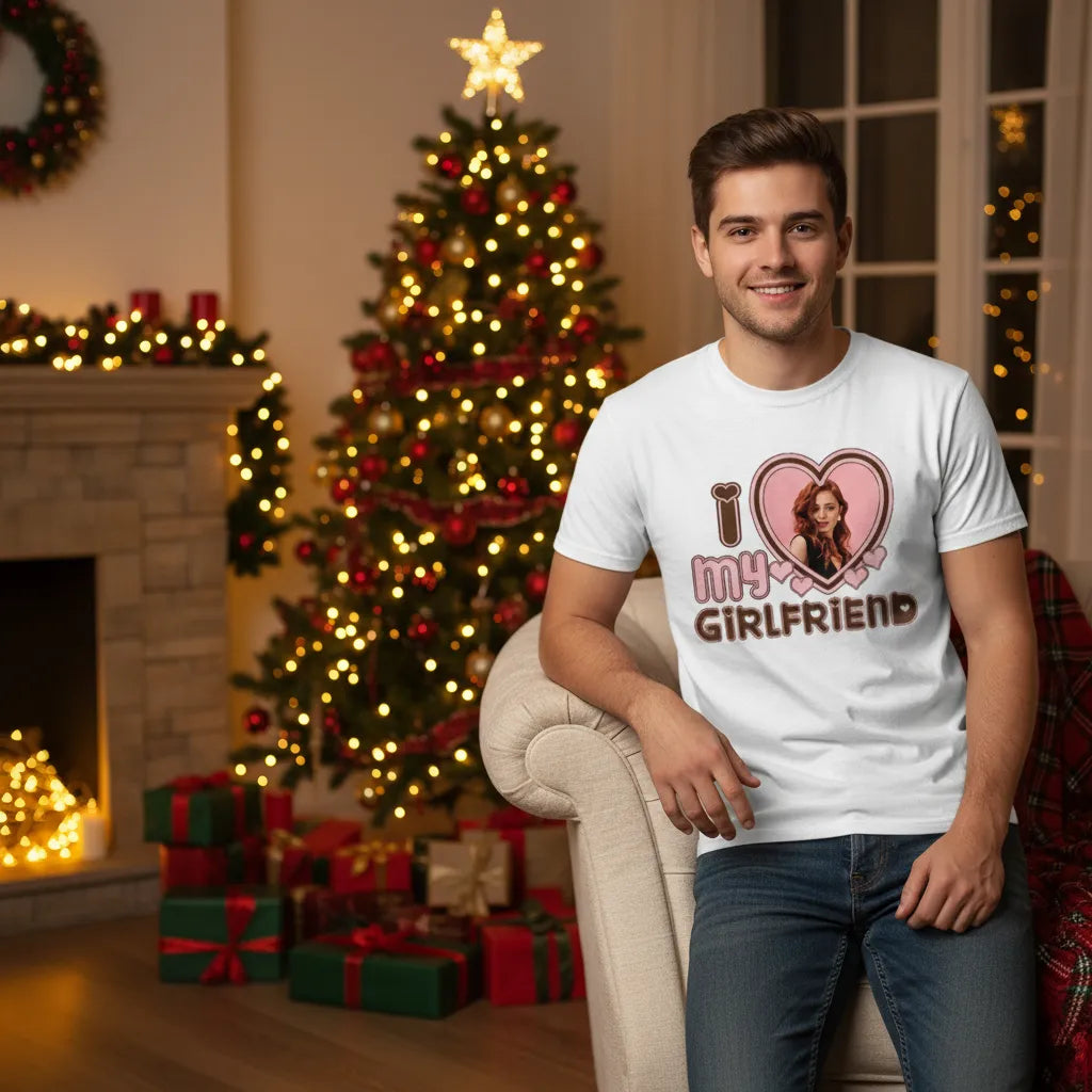 Personalizowana Koszulka I Love My Girlfriend ze zdjęciem