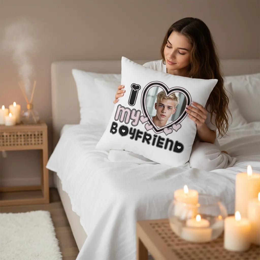 Poduszka z Twoim zdjęciem - I love my Boyfriend