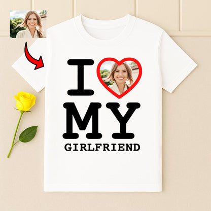 Koszulka I Love My Girlfriend w serca ze zdjęciem