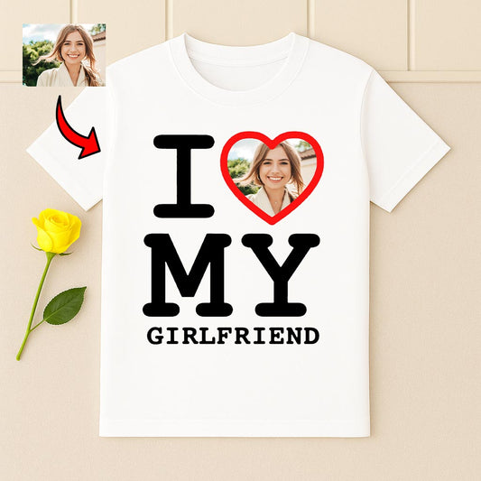 Koszulka I Love My Girlfriend w serca ze zdjęciem