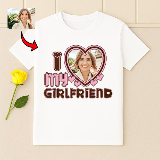 Personalizowana Koszulka I Love My Girlfriend ze zdjęciem