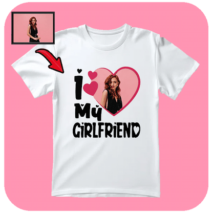Custom T-shirt I Love My Girlfriend ze Spersonalizowanym Zdjęciem