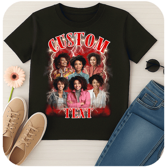 Koszulka Bootleg ze Zdjęciami i Napisami