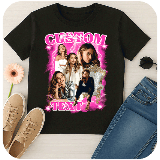 Koszulka Bootleg z Własnym Napisem i Zdjęciem