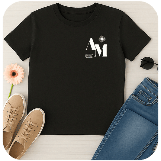 Koszulka z inicjałami i datą | Personalizowana koszulka dla par z nadrukiem