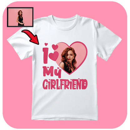 Personalizowana Koszulka I Love My Girlfriend z jej Zdjęciem