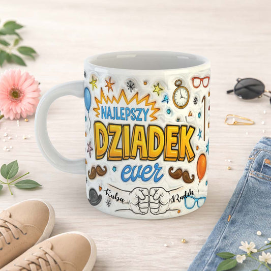 Kubek dla Dziadka 3D z Imionami
