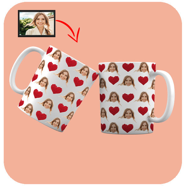 Kubek ze Zdjęciem Serca Romantyczny Personalizowany