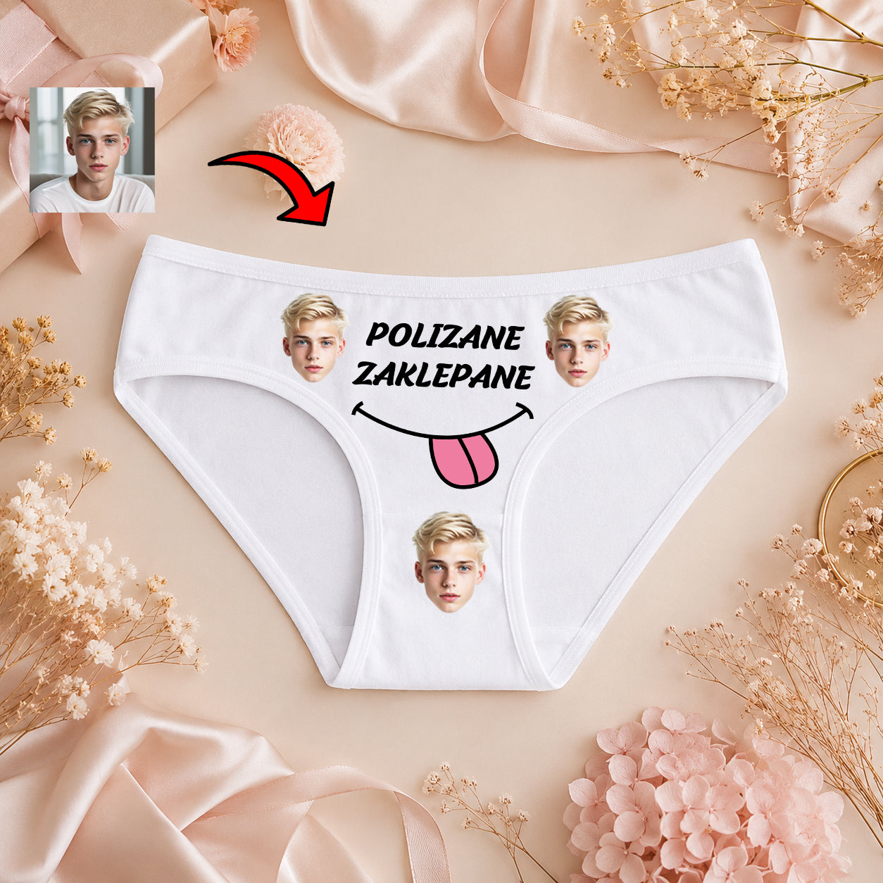 Majtki z Twarzą Polizane Zaklepane
