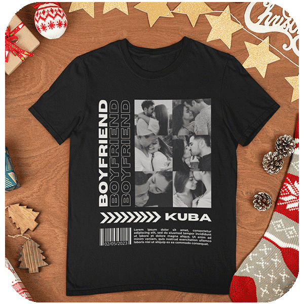 Koszulka z własnym zdjęciem | Personalizowana koszulka Boyfriend dla dziewczyny