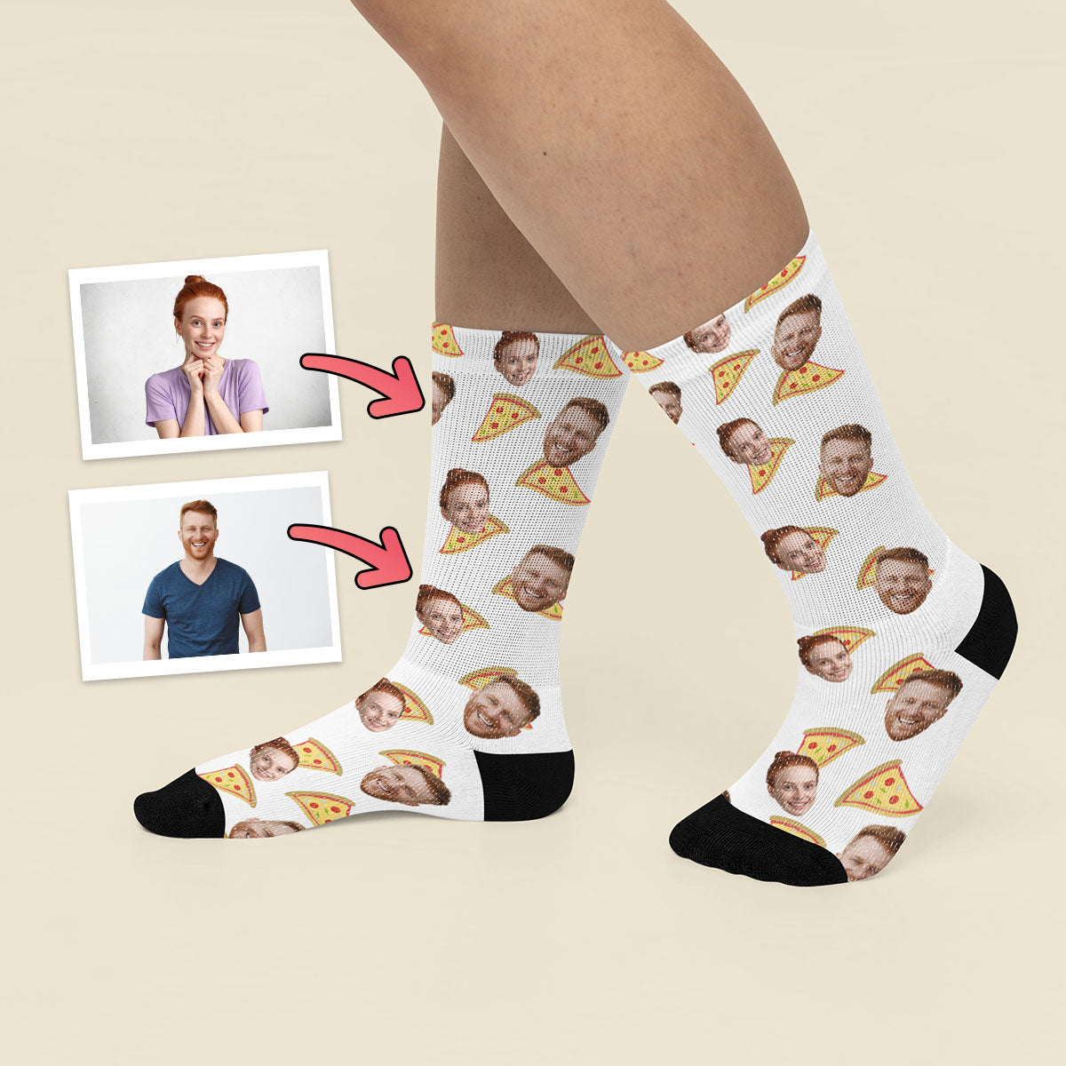 Śmieszne Skarpetki z Twarzą Pizza
