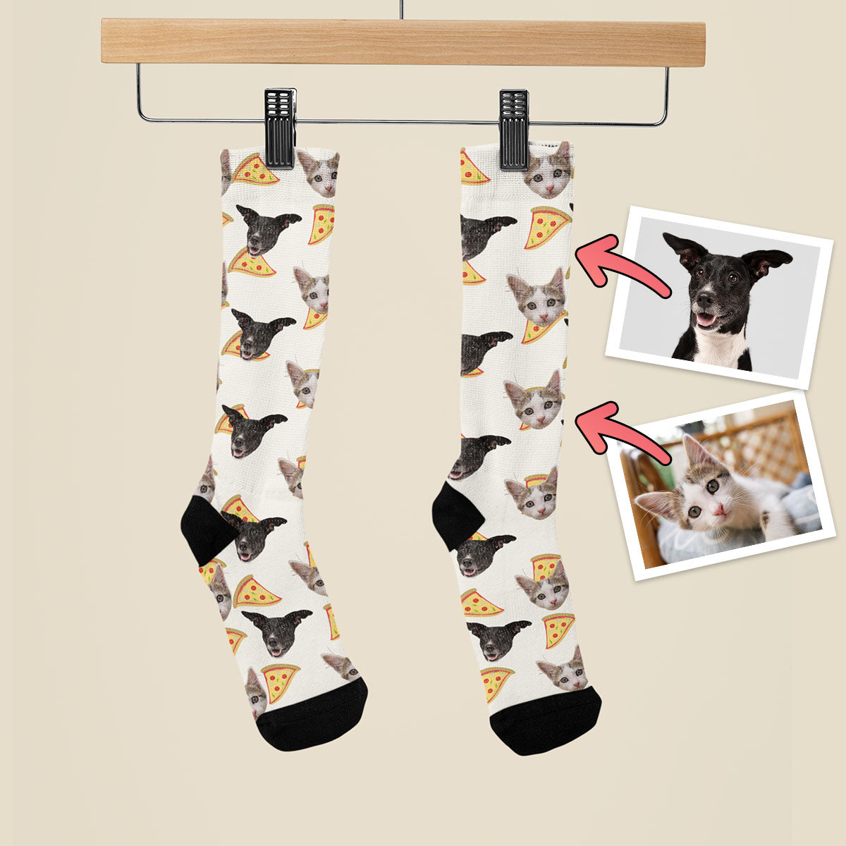 Śmieszne Skarpetki z Twarzą Pizza