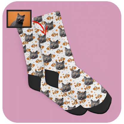 Skarpetki z Twarzą Kota i Złotymi Rybkami