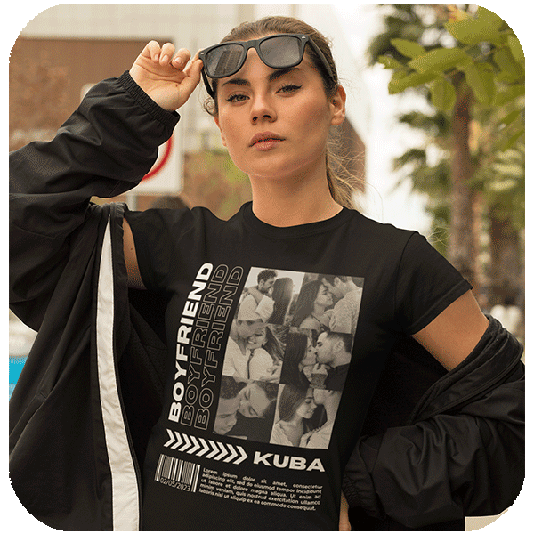 Koszulka z własnym zdjęciem | Personalizowana koszulka Boyfriend dla dziewczyny