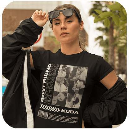 Koszulka z własnym zdjęciem | Personalizowana koszulka Boyfriend dla dziewczyny