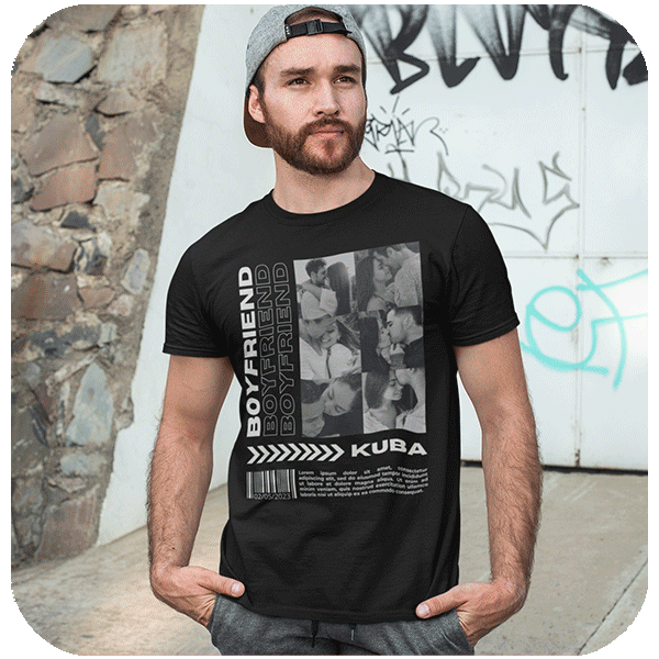 Koszulka z własnym zdjęciem | Personalizowana koszulka Boyfriend dla dziewczyny