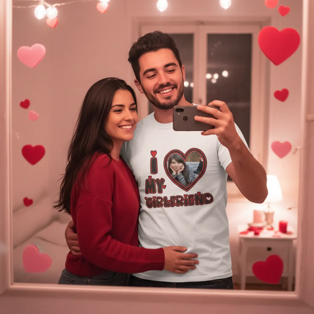 Personalizowana Koszulka I Love My Girlfriend ze zdjęciem - obrazek 4