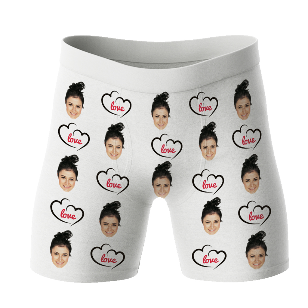 Bokserki z twarzą Love | Personalizowane bokserki dla chłopaka z nadrukiem