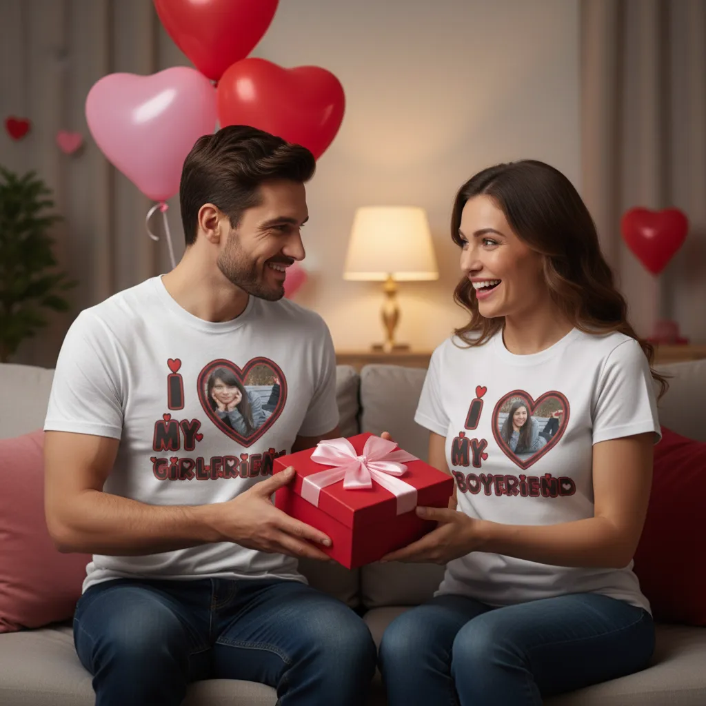 Personalizowana Koszulka I Love My Girlfriend ze zdjęciem - obrazek 3