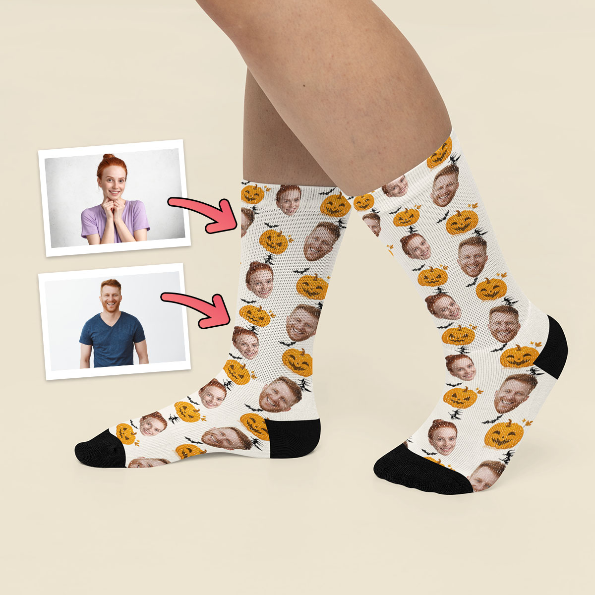Skarpetki ze zdjęciem z Twarzą - Dynie - obrazek 3