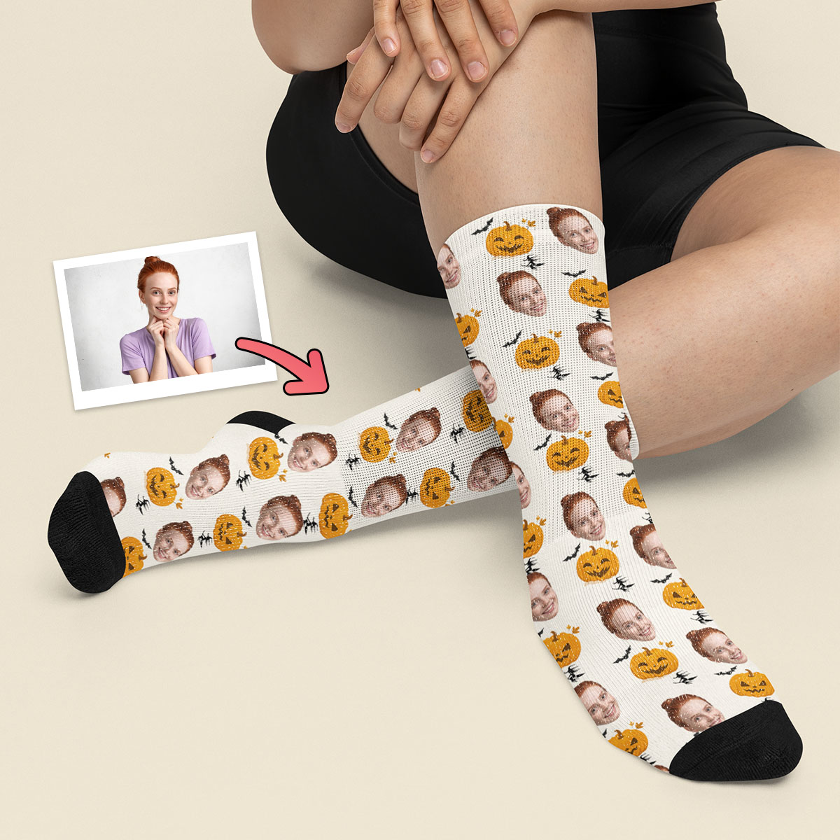 Skarpetki ze zdjęciem z Twarzą - Dynie - obrazek 2
