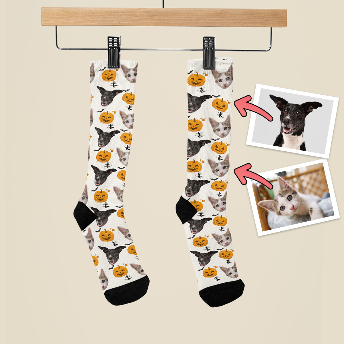 Skarpetki ze zdjęciem z Twarzą - Dynie - obrazek 4