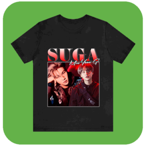 Koszulka z Nadrukami Suga – K-Popowa Elegancja w Nowoczesnej Odsłonie