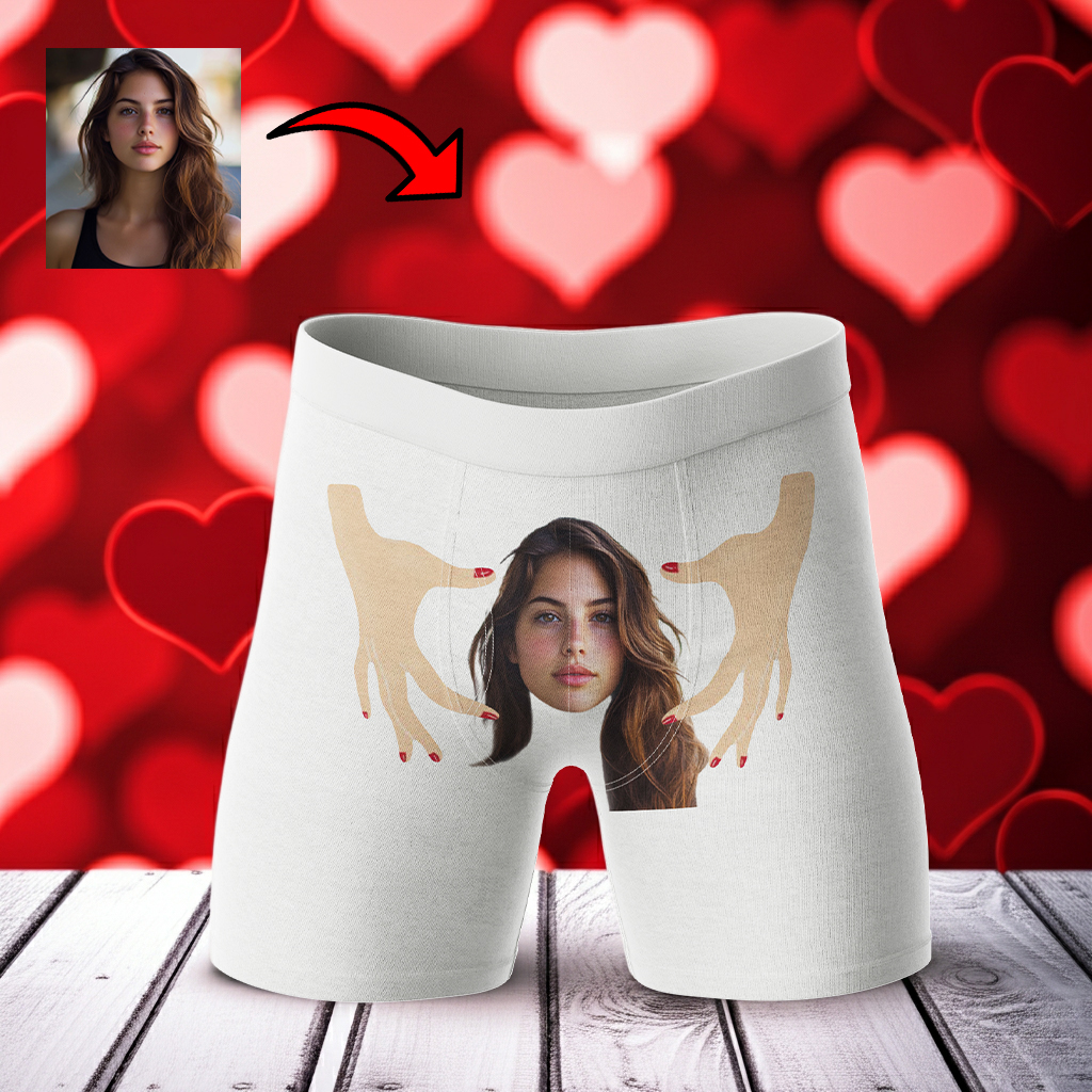 Bokserki z twarzą Dłonie | Personalizowane bokserki dla mężczyzny z nadrukiem