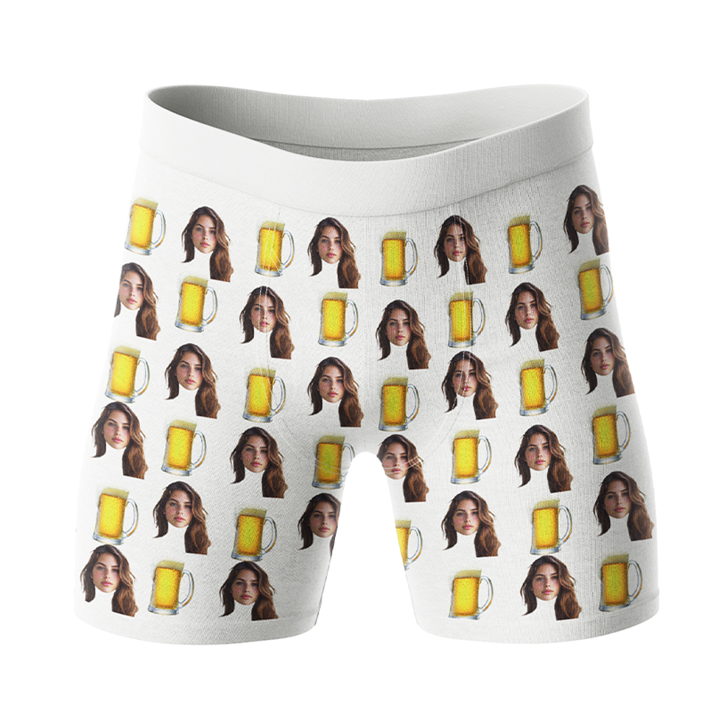Bokserki z twarzą Piwo | Śmieszne personalizowane bokserki dla faceta
