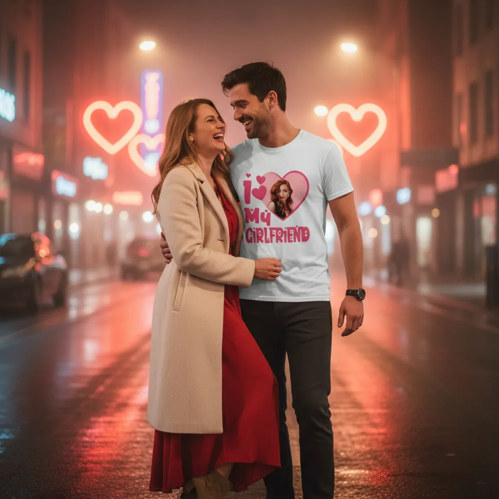 Koszulka I Love My Girlfriend ze zdjęciem dziewczyny - obrazek 3