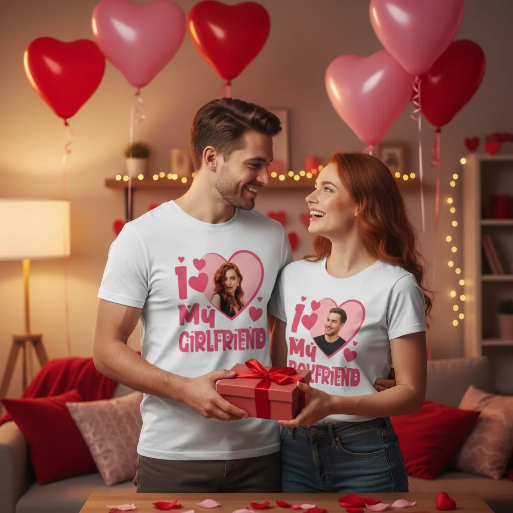 Koszulka I Love My Girlfriend ze zdjęciem dziewczyny - obrazek 4