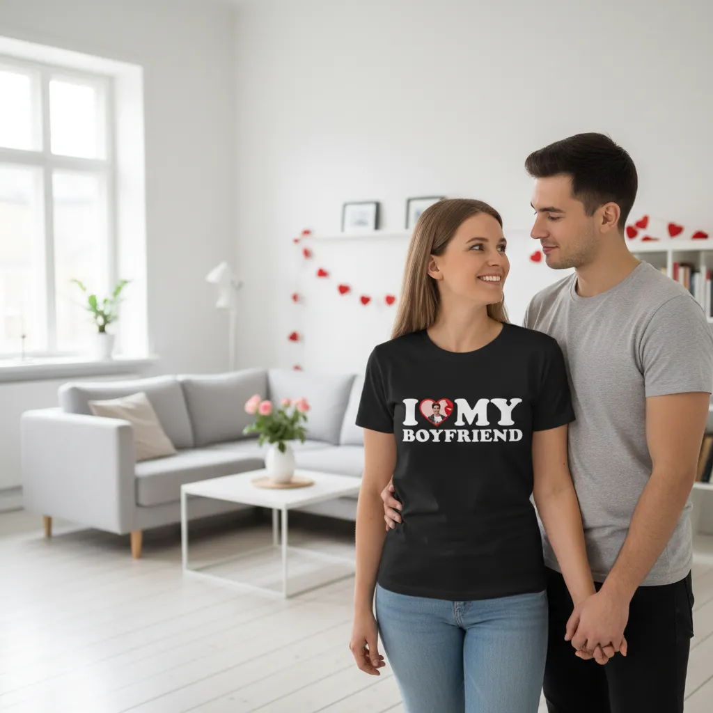Koszulka I Love My Boyfriend z Własnym Zdjęciem - obrazek 3