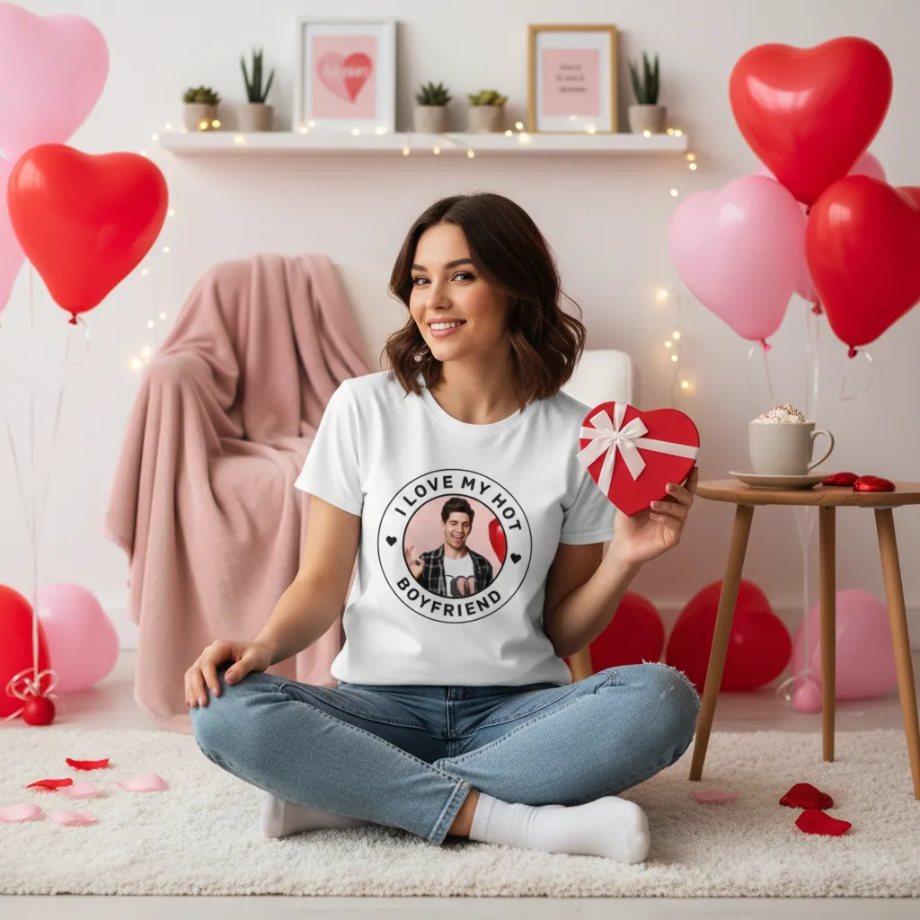 Koszulka I Love My Hot Boyfriend ze Zdjęciem - obrazek 3