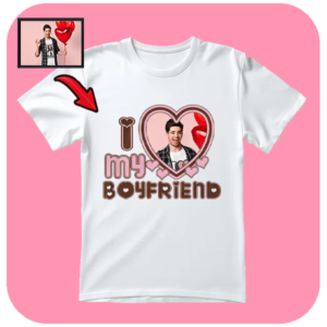 Koszulka I Love My Boyfriend ze Spersonalizowanym Zdjęciem